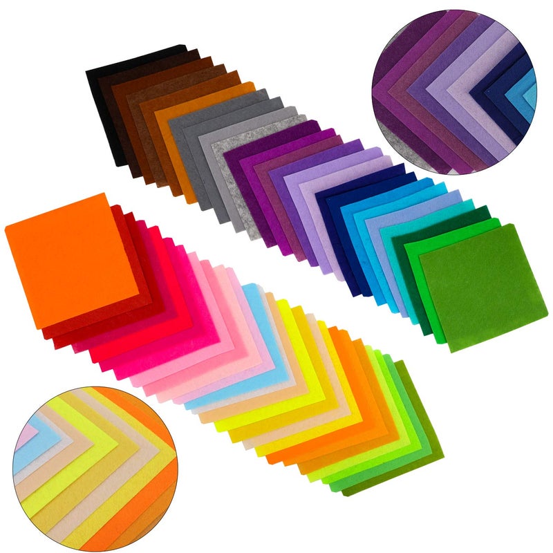 Konsait 50 Pieces Craft Felt Fabric Sheets 6 x 6 Inches with 1mm Thickness Assorted Color Stiff Sewing Material Squares Nonwoven Patchwork Sewing DIY Craft - Image 3